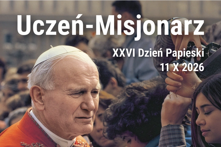 Plakat XXVI Dnia Papieskiego 11 października 2026: „Uczeń-Misjonarz”, św. Jan Paweł II wśród wiernych